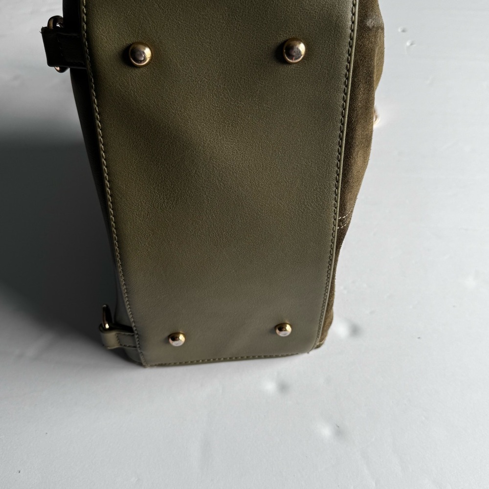 Moda Luxe Olive Green Suede & Leather Backpack Vegan - Picture 13 of 16